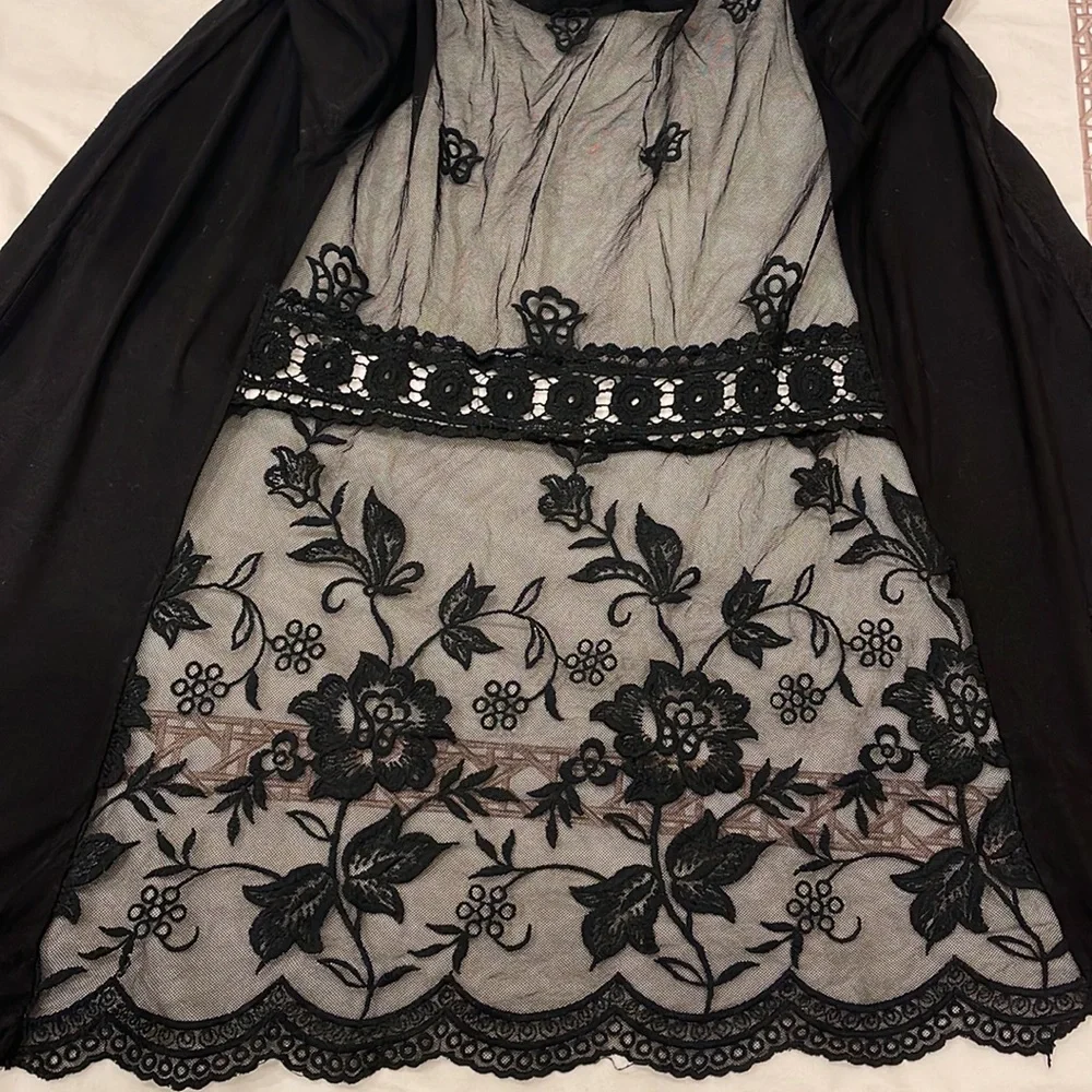 New Collection Lace Back Open Front Cardigan - Picture 3 of 4